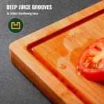 Bamboo Cutting Board for Kitchen, Wooden Cutting Boards with Deep Juice Grooves for Chopping & Serving, 100% Natural Organic Bamboo, Pre Oiled, 12" x 8" - 0.6" Thick