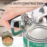 Safring Can Opener Manual, Heavy Duty Stainless Steel Smooth Edge Can Opener With Soft Touch Handle, Oversized Handheld Easy Turn Knob, Multi-Function Bottle Opener, Black