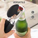 Safring Can Opener Manual, Heavy Duty Stainless Steel Smooth Edge Can Opener With Soft Touch Handle, Oversized Handheld Easy Turn Knob, Multi-Function Bottle Opener, Black