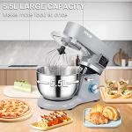 VEVOR Stand Mixer, 660W Electric Dough Mixer with 6 Speeds LCD Screen Timing, Tilt-Head Food Mixer with 5.8 Qt Stainless Steel Bowl, Dough Hook, Flat Beater, Whisk, Scraper, Splash-Proof Cover - Gray
