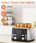 Cowsar 4 Slice Toaster, Compact Toaster with Extra Wide Slots for Toasting Bread, Bagel, Cancel/Bagel/Defrost Function, Dual Independent Controls, 6 Shade Settings, Removable Trays, Brushed Stainless