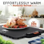 Sizzle Spire Electric Warming Tray, Rollable Silicone Warming Pad for Food with 4 Temperature Settings, auto Shut-Off, Great Food Warmer Mat for Parties, Buffets, Gatherings and Everyday Use - Black