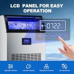 Commercial Ice Maker Machine 370Lbs/24H Freestanding Stainless Steel Under Counter Ice Maker with 80lbs Ice Storage Capacity Scoop Water Filter Pipes for Restaurant Offices Bars Home