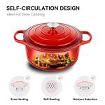 Miereirl 6 Quart Enameled Dutch Oven Pot with Lid, Cast Iron Dutch Oven with Dual Handles for Bread Baking, Cooking, Non-stick Enamel Coated Cookware (Red)