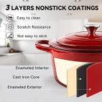 Miereirl 6 Quart Enameled Dutch Oven Pot with Lid, Cast Iron Dutch Oven with Dual Handles for Bread Baking, Cooking, Non-stick Enamel Coated Cookware (Red)