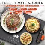 Sizzle Spire Electric Warming Tray, Rollable Silicone Warming Pad for Food with 4 Temperature Settings, auto Shut-Off, Great Food Warmer Mat for Parties, Buffets, Gatherings and Everyday Use - Black