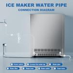 Commercial Ice Maker Machine 370Lbs/24H Freestanding Stainless Steel Under Counter Ice Maker with 80lbs Ice Storage Capacity Scoop Water Filter Pipes for Restaurant Offices Bars Home