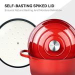 Miereirl 6 Quart Enameled Dutch Oven Pot with Lid, Cast Iron Dutch Oven with Dual Handles for Bread Baking, Cooking, Non-stick Enamel Coated Cookware (Red)