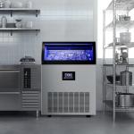 Commercial Ice Maker Machine 370Lbs/24H Freestanding Stainless Steel Under Counter Ice Maker with 80lbs Ice Storage Capacity Scoop Water Filter Pipes for Restaurant Offices Bars Home