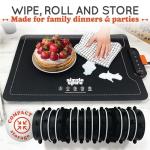 Sizzle Spire Electric Warming Tray, Rollable Silicone Warming Pad for Food with 4 Temperature Settings, auto Shut-Off, Great Food Warmer Mat for Parties, Buffets, Gatherings and Everyday Use - Black