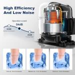 Commercial Ice Maker Machine 370Lbs/24H Freestanding Stainless Steel Under Counter Ice Maker with 80lbs Ice Storage Capacity Scoop Water Filter Pipes for Restaurant Offices Bars Home