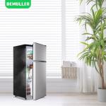 DEMULLER Mini Fridge with Freezer, 2.4 Cu.Ft Personal Refrigerator Only for One Person Use, Silver Tiny Small Size Refrigerator with 7 Level Adjustable Temperature and Double Door