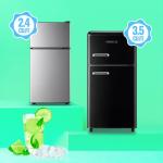DEMULLER Mini Fridge with Freezer, 2.4 Cu.Ft Personal Refrigerator Only for One Person Use, Silver Tiny Small Size Refrigerator with 7 Level Adjustable Temperature and Double Door