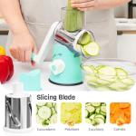 Nexsujo Rotary Cheese Grater Hand Crank, 3 Blades Slicer Shredder, Cheese Grater for Kitchen, Multi-Functional Kitchen Tool for Vegetables, Nuts, Chocolate, with Strong Suction Base, Blue