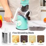Nexsujo Rotary Cheese Grater Hand Crank, 3 Blades Slicer Shredder, Cheese Grater for Kitchen, Multi-Functional Kitchen Tool for Vegetables, Nuts, Chocolate, with Strong Suction Base, Blue