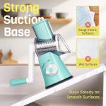 Nexsujo Rotary Cheese Grater Hand Crank, 3 Blades Slicer Shredder, Cheese Grater for Kitchen, Multi-Functional Kitchen Tool for Vegetables, Nuts, Chocolate, with Strong Suction Base, Blue