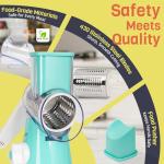 Nexsujo Rotary Cheese Grater Hand Crank, 3 Blades Slicer Shredder, Cheese Grater for Kitchen, Multi-Functional Kitchen Tool for Vegetables, Nuts, Chocolate, with Strong Suction Base, Blue