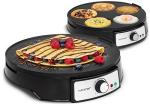 NutriChef Electric Crepe Maker & Griddle Cooktop | Nonstick Reversible 12 Inch Hot Plate with LED Indicator Lights & Adjustable Temperature Control | Wooden Spatula & Batter Spreader Included
