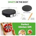 NutriChef Electric Crepe Maker & Griddle Cooktop | Nonstick Reversible 12 Inch Hot Plate with LED Indicator Lights & Adjustable Temperature Control | Wooden Spatula & Batter Spreader Included