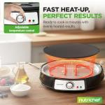 NutriChef Electric Crepe Maker & Griddle Cooktop | Nonstick Reversible 12 Inch Hot Plate with LED Indicator Lights & Adjustable Temperature Control | Wooden Spatula & Batter Spreader Included
