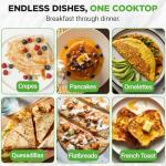 NutriChef Electric Crepe Maker & Griddle Cooktop | Nonstick Reversible 12 Inch Hot Plate with LED Indicator Lights & Adjustable Temperature Control | Wooden Spatula & Batter Spreader Included