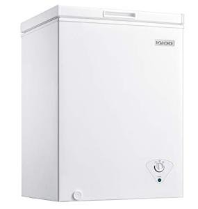 Igloo 5.0 Cu. Ft. Chest Freezer With Removable Basket, Free-Standing Door Temperature Ranges From -10 to 10 F, Front Defrost Water Drain, Perfect for Homes, Garages, Basements, RVs, White