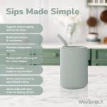WeeSprout Silicone Baby Cups With Straws and Lids, 4 & 8 oz Options, Set of 2, Food Grade Toddler Training Container, Built In Straw Stoppers, Measurement Markings, Dishwasher Safe + Straw Cleaner