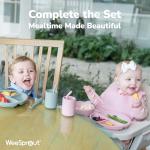 WeeSprout Silicone Baby Cups With Straws and Lids, 4 & 8 oz Options, Set of 2, Food Grade Toddler Training Container, Built In Straw Stoppers, Measurement Markings, Dishwasher Safe + Straw Cleaner