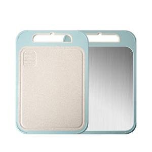 FBERS Double-Sided Cutting Board 304 Stainless Steel Cutting Board and Wheat Straw Chopping Board for Kitchen 13.78 X 9.84 Inch for Fruit, Vegetables, Meat 1 Piece (Blue)