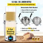VEVOR Electric Brewing System, 9.2 Gal/35 L Brewing Pot, All-in-One Home Beer Brewer w/Pump, Mash Boil Device w/Panel, Auto/Manual Mode 100-1800W Power 25-100℃ Temp 1-180 min Timer Recipe Memory