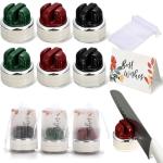 Leriton 6 Sets Christmas Hands Free Knife Sharpener Gift with Suction Base Multi Angle Pocket Kitchen Knife Sharpener and Organza Bags Gift Cards for Knives Scissors Cleavers Tools, Red Green Black