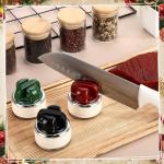 Leriton 6 Sets Christmas Hands Free Knife Sharpener Gift with Suction Base Multi Angle Pocket Kitchen Knife Sharpener and Organza Bags Gift Cards for Knives Scissors Cleavers Tools, Red Green Black