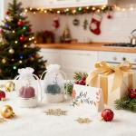 Leriton 6 Sets Christmas Hands Free Knife Sharpener Gift with Suction Base Multi Angle Pocket Kitchen Knife Sharpener and Organza Bags Gift Cards for Knives Scissors Cleavers Tools, Red Green Black