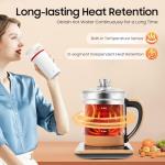 Electric Tea Kettle, 1.8L Electric Glass Kettle, 800W Portable Electric Health Pot with Tea Infuse with Temperature Control & 18 Smart Programs, 24H Keep Warm & Boil-Dry Protection, 养生壶, 全玻璃养生壶
