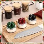 Leriton 6 Sets Christmas Hands Free Knife Sharpener Gift with Suction Base Multi Angle Pocket Kitchen Knife Sharpener and Organza Bags Gift Cards for Knives Scissors Cleavers Tools, Red Green Black