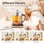 Electric Tea Kettle, 1.8L Electric Glass Kettle, 800W Portable Electric Health Pot with Tea Infuse with Temperature Control & 18 Smart Programs, 24H Keep Warm & Boil-Dry Protection, 养生壶, 全玻璃养生壶