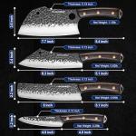 SANDEWILY 4-Piece Butcher Knife Set with 7” Cleaver, 8” Chef Knife, 8” Nakiri & 5” Utility Knife – Hand Forged Full Tang Kitchen Knives with Sharpening Stone for BBQ, Meat, Veggies & Outdoor Cooking