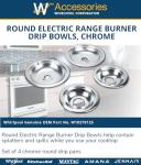 Whirlpool W10278125 Round Electric Range Burner Drip Bowls, Finish, Chrome