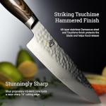 Shun Premier 8" Chef's Knife, Handcrafted Japanese Kitchen Knife for Professional and Home Chefs, VG-MAX Core with Damascus Stainless Steel Cladding, Pakkawood Handle