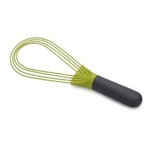 Joseph Joseph Twist Whisk 2-In-1 Collapsible Balloon and Flat Whisk Silicone Coated Steel Wire, Gray/Green
