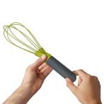 Joseph Joseph Twist Whisk 2-In-1 Collapsible Balloon and Flat Whisk Silicone Coated Steel Wire, Gray/Green