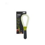 Joseph Joseph Twist Whisk 2-In-1 Collapsible Balloon and Flat Whisk Silicone Coated Steel Wire, Gray/Green