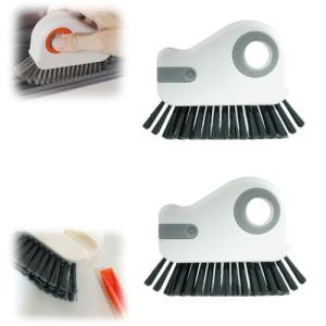 2 in 1 Groove Cleaning Brush Window Track Cleaning Tools, 2025 New Hard Bristle Crevice Cleaning Brush with Hidden Scraperfor Sliding Door Track, Window Sill, Shutter Door (2, Grey)
