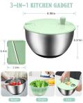 VVAKAM 5.3QT Salad Spinner Large,Stainless Steel Lettuce Spinner,Fruit Vegetables Wash Bowl with 5 Blade Slicer,Egg Yolk Strainer Slicer Shredder,Kitchen Colander for Salad Make and Food Washing