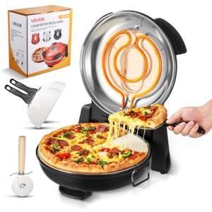 VEVOR Pizza Oven, 12 in Electric Pizza Maker, 1200W Electric Pizzas Cooker with Cordierite Stone, 5-Mode Temperature Control, Viewing Window for Precise Cooking, Heats up to 788 ˚F, for Home (Black)
