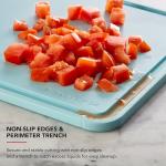 KitchenAid Classic Plastic Cutting Board with Perimeter Trench and Non Slip Edges, Dishwasher Safe, 11 inch x 14 inch, Blue