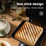 Sandwich Maker, Non-Stick Grilled Panini Maker Pan with Plates, Stovetop Toasted Sandwich Maker Aluminum Flip Frying Pan for Home Kitchen Breakfast Outdoors Camping