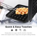 Sandwich Maker, Non-Stick Grilled Panini Maker Pan with Plates, Stovetop Toasted Sandwich Maker Aluminum Flip Frying Pan for Home Kitchen Breakfast Outdoors Camping