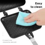 Sandwich Maker, Non-Stick Grilled Panini Maker Pan with Plates, Stovetop Toasted Sandwich Maker Aluminum Flip Frying Pan for Home Kitchen Breakfast Outdoors Camping