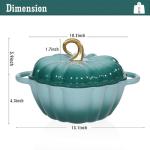 Pumpkin Dutch Oven 4.5 QT With Lid - Cyan Enamel Cast Iron Cooking Pot, Shape Soup Pot - Serves 3-5, Christmas Thanksgiving Decor Gift